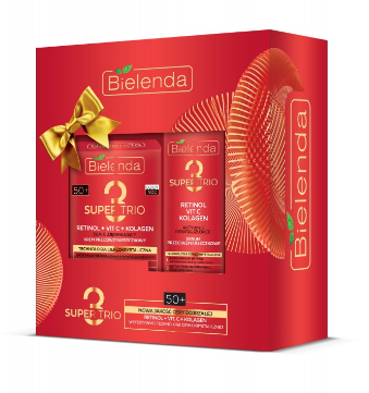 BIELENDA Super Trio 50+ Zestaw Krem ujędrniająco-przeciwzmarszczkowy, 50 ml+Serum rewitalizujące, 30 ml