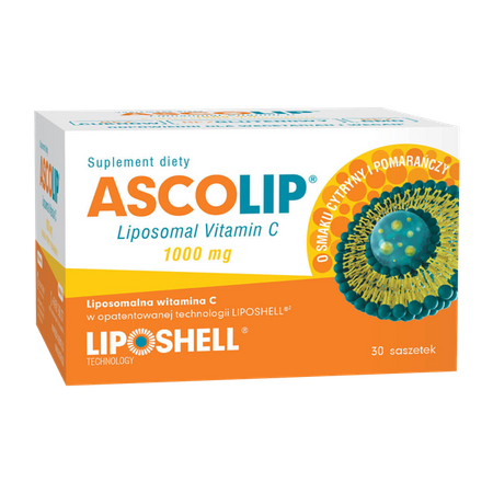 ASCOLIP Liposomal VitaminaC 1000mg, 30 saszetek po 5g data ważności 2025/02