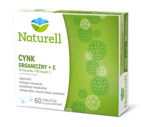 NATURELL Cynk organiczny +C, 60 tabletek
