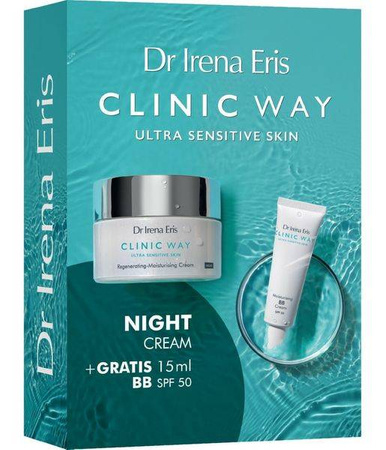Dr Irena Eris CLINIC WAY Zestaw Nawilżanie: Dermokrem regenerująco-nawilżający na noc, 50ml + Nawilżający krem BB SPF50, 15ml 