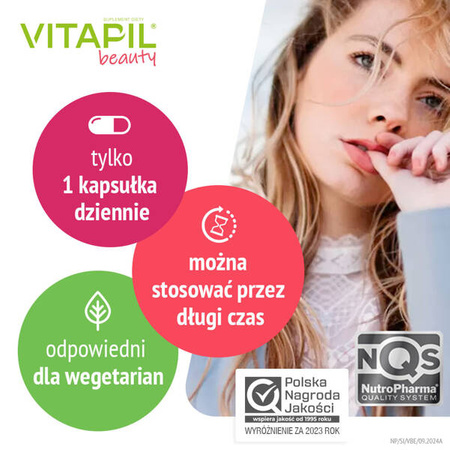 VITAPIL® beauty – na gładkie i lśniące włosy, z biotyną, bambusem i kwasem hialuronowym, 30 kapsułek