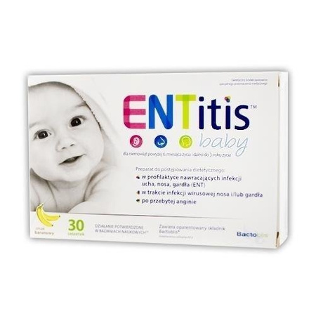 ENTitis Baby smak bananowy proszek x 30 saszetek data ważnosci 2024/09