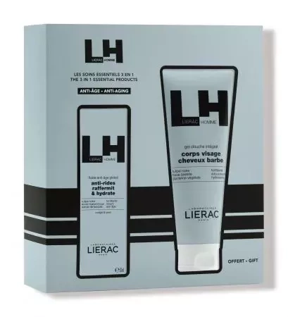 LIERAC HOMME Anti-Age Zestaw Emulsja przeciwzmarszczkowa + Żel pod prysznic 3 w 1, 50 + 200 ml