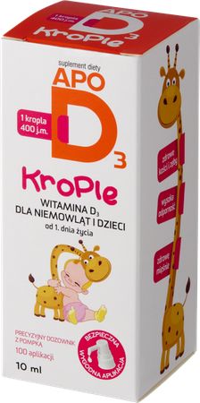 ApoD3 Krople 400j.m. 10ml (butelka z pompką), data ważności 2024/12