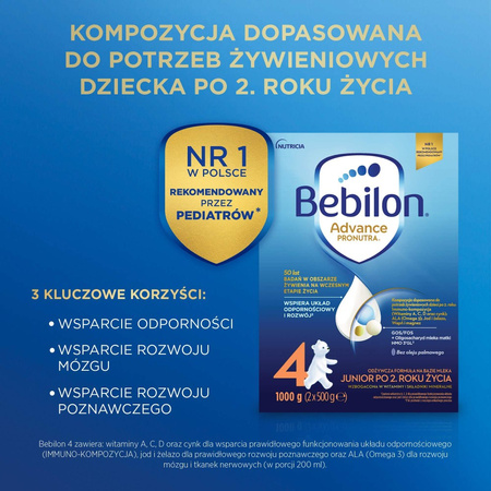 Bebilon 4 Advance Pronutra Junior, formuła na bazie mleka po 2. roku życia, 1000g