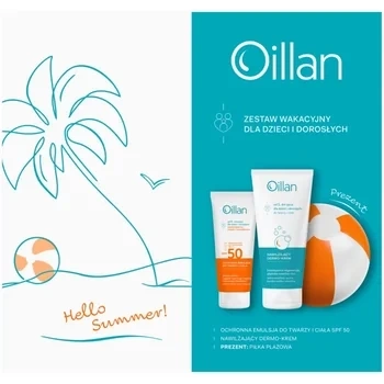 OILLAN Sun Zestaw Ochronna Emulsja Przeciwsłoneczna SPF50, 100ml + Dermo-Krem, 200ml