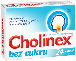 Cholinex bez cukru, 24 pastylki do ssania