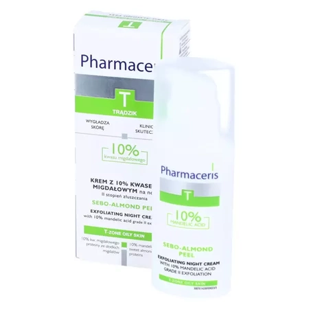 PHARMACERIS T SEBO-ALMOND PEEL Krem z 10% kwasem migdałowym na noc, 50ml