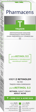 PHARMACERIS T PURERETINOL 0.3 Krem z retinolem na trądzik wieku dorosłego, 40ml