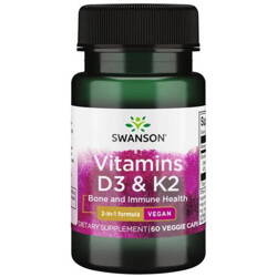 SWANSON Vitamins D3 & K2 200 IU + 75 mcg, 60 kapsułek