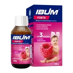 Ibum forte, 200 mg/5 ml, zawiesina doustna o smaku malinowym, 100 g