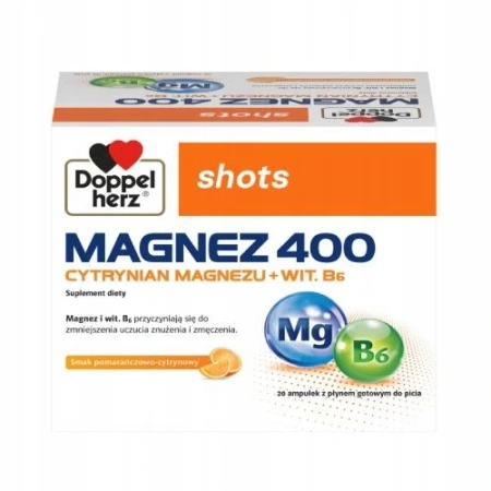Doppelherz Shots Magnez 400 płyn 20amp.