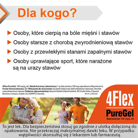 4Flex PureGel 100mg/g żel na ból i stan zapalny mięśni i stawów, 100 g, data ważnosci 2024/06