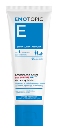 Emotopic Łagodzący krem na egzemę Med+ do twarzy i ciała, 75 ml