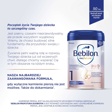 Bebilon PROfutura DUOBIOTIK 1, mleko początkowe od urodzenia, 800 g