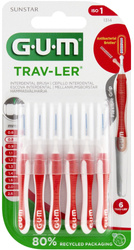 SUNSTAR GUM TRAV-LER - Czerwone szczoteczki międzyzębowe 0,8mm, 6 sztuk