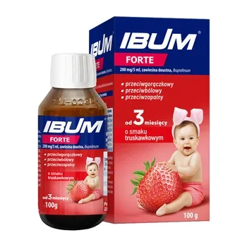 Ibum Forte, 200 mg/5ml, zawiesina doustna, smak truskawkowy, 100 g