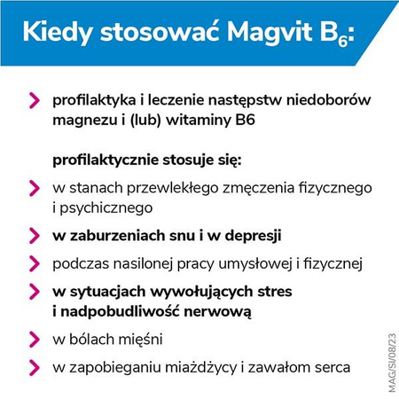 MAGVIT B6, 48 mg+5 mg, lek z magnezem i witaminą B6, 50 tabletek dojelitowych