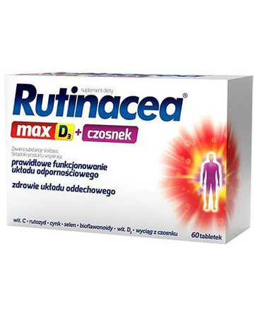 Rutinacea Max D3 + Czosnek, 60 tabletek data ważnosci 2024/10