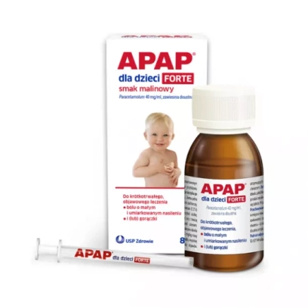 APAP dla dzieci Forte o smaku malinowym, 85 ml