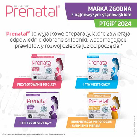 Prenatal DUO – witaminy z DHA, aktywnym folianem, laktoferyną i choliną dla kobiet w II i III trymestrze ciąży, 60 + 30 kapsułek 