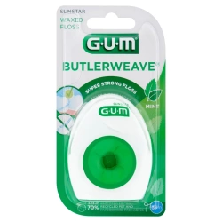 SunstarGum Butlerweave, woskowana miętowa nić dentystyczna 55 m, 1 sztuka