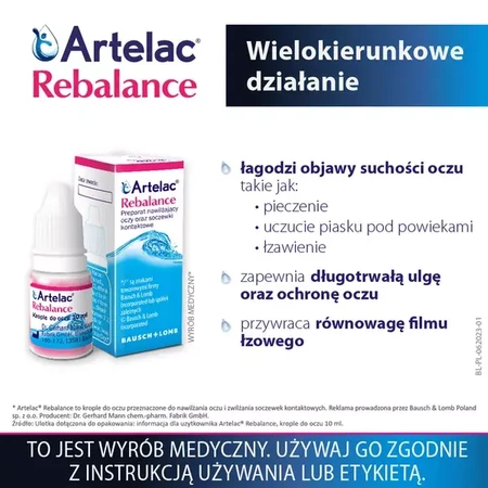 Artelac Rebalance, krople do oczu, 10 ml