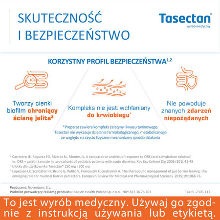 Tasectan 250mg, proszek do stosowania u dzieci, 20 saszetek