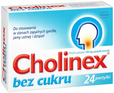 Cholinex bez cukru, 24 pastylki do ssania