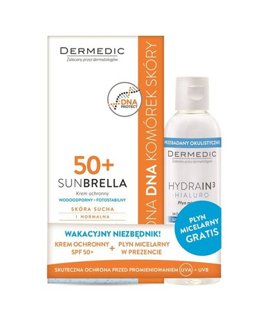 DERMEDIC SUNBRELLA SPF50 Krem ochronny skóra sucha 50g + płyn micelarny 100ml