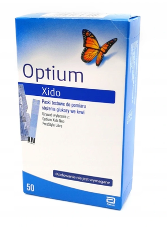 OPTIUM Xido Paski do pomiaru glukozy we krwi, 50 sztuk