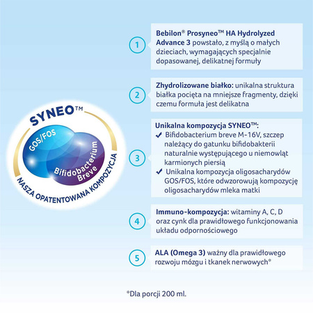Bebilon PROSYNEO HA Hydrolyzed Advance 3, odżywcza formuła na bazie mleka po 1. roku życia, 400g