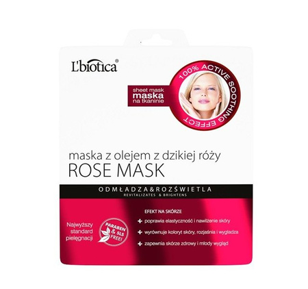 L'biotica ROSE MASK z olejem z dzikiej róży 23ml