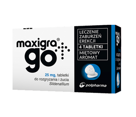 Maxigra Go 25 mg, 4 tabletki do rozgryzania i żucia 