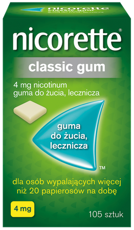 Nicorette Classic guma do żucia 4mg, 105 sztuk