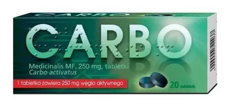 Carbo medicinalis MF, węgiel aktywny 250mg, 20 tabletek 