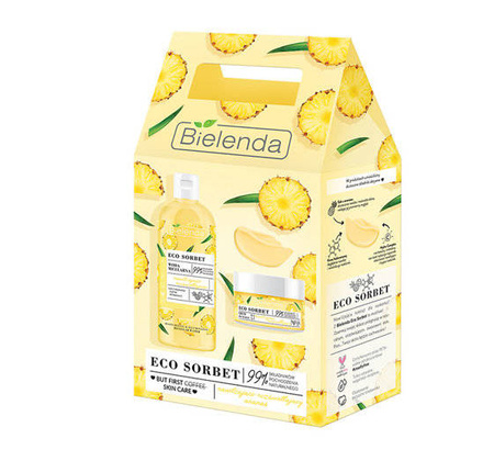 BIELENDA Eco Sorbet Ananas Zestaw krem nawilżająco-rozświetlający 50ml + woda micelarna 500ml