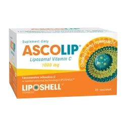 ASCOLIP Liposomal VitaminaC 1000mg, 30 saszetek po 5g data ważności 2025/02