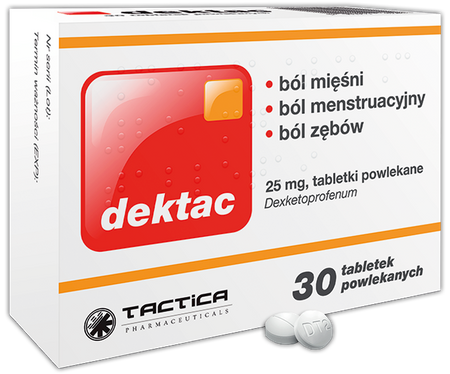 Dektac tabletki powlekane 0,025 g, 30 tabletek