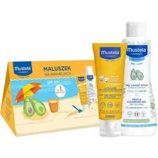 MUSTELA Zestaw Maluszek na wakacjach ( mleczko przeciwsłoneczne SPF 50+, 40ml + żel do mycia 100 ml)