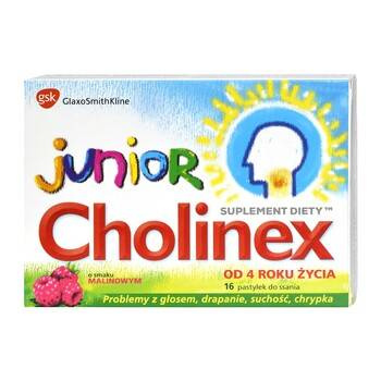 Cholinex Junior Malinowy, 16 pastylek do ssania