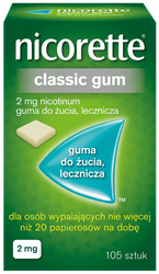 Nicorette Classic guma do żucia 2mg, 105 sztuk