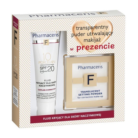 ERIS PHARMACERIS Fluid do cery naczynkowej 10 IVORY, 30 ml +puder transparentny, 6g
