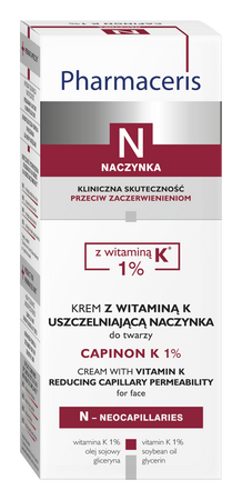 PHARMACERIS N CAPINON K1% Krem do twarzy z wit. K uszczelniającą naczynka, 30ml