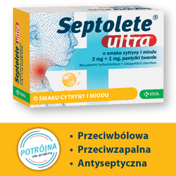 Septolete ultra o smaku cytryny i miodu 16 tabletek