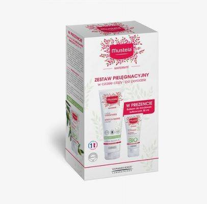 Mustela Maternite Zestaw pielęgnacyjny w czasie ciąży i po porodzie (Krem na rozstępy 250 ml + Balsam do brodawek sutkowych 30ml w prezencie)