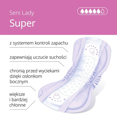 Seni Lady Super - Wkładki urologiczne dla kobiet, 15 sztuk