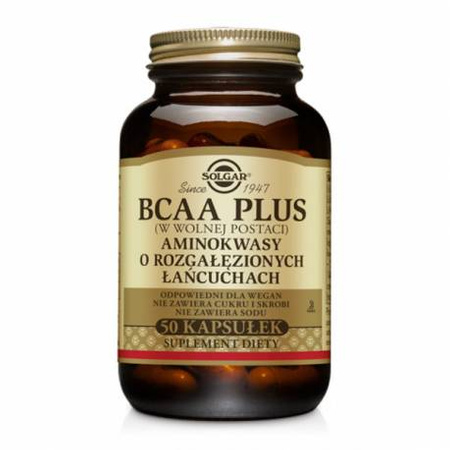 SOLGAR BCAA Plus, 50 kapsułek data ważności 2025/03