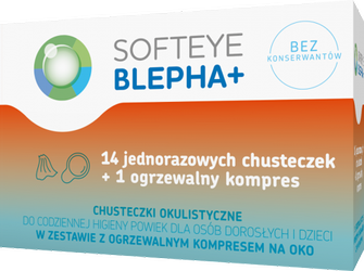 SOFTEYE BLEPHA+ Chusteczki okulistyczne 14 sztuk + ogrzewalny kompres
