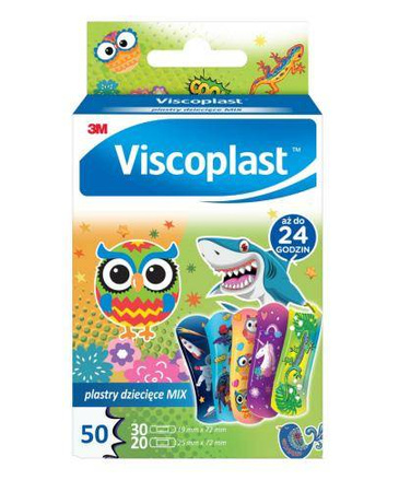 VISCOPLAST Zestaw Plastrów dziecięcych Mix 2 rozmiarów, 50 sztuk